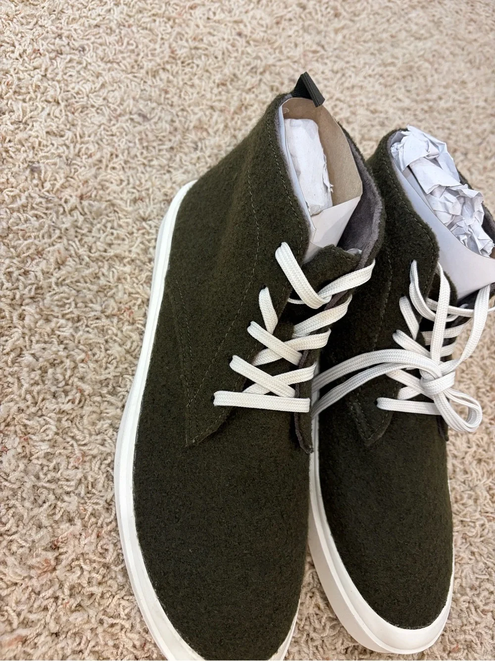 Steve Madden Olive Green Chukka Boots with White Laces